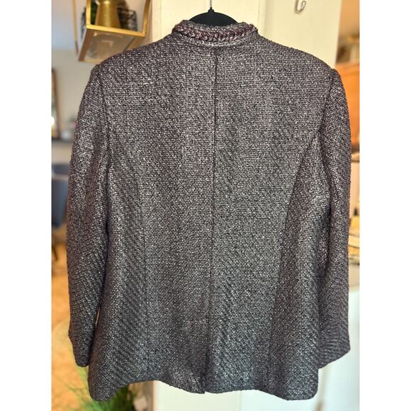 Chico's Mandarin Purple/Silver Metallic Tweed Blazer Jacket 1 Small NEW - Picture 4 of 4